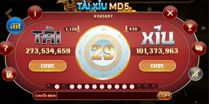 MD5 Tài Xỉu là một trong những tựa game đình đám